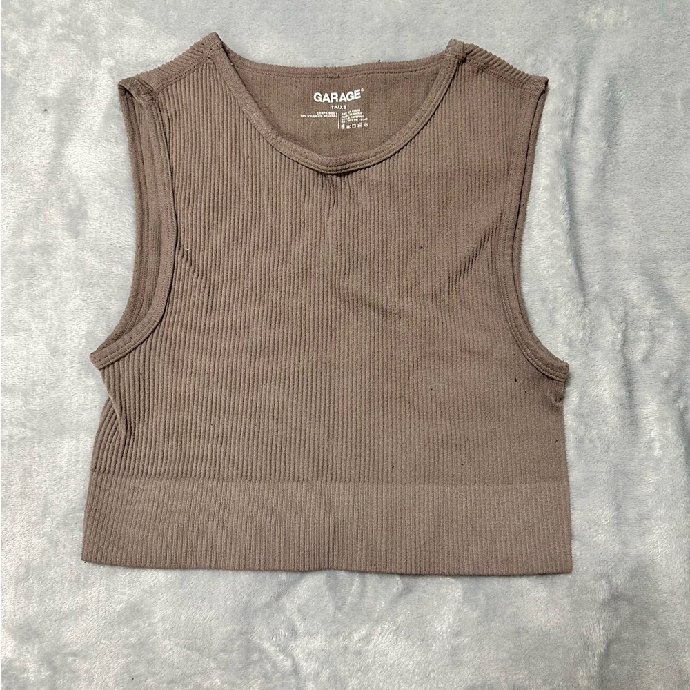 Garage Women's Brown Ribbed Tank Top